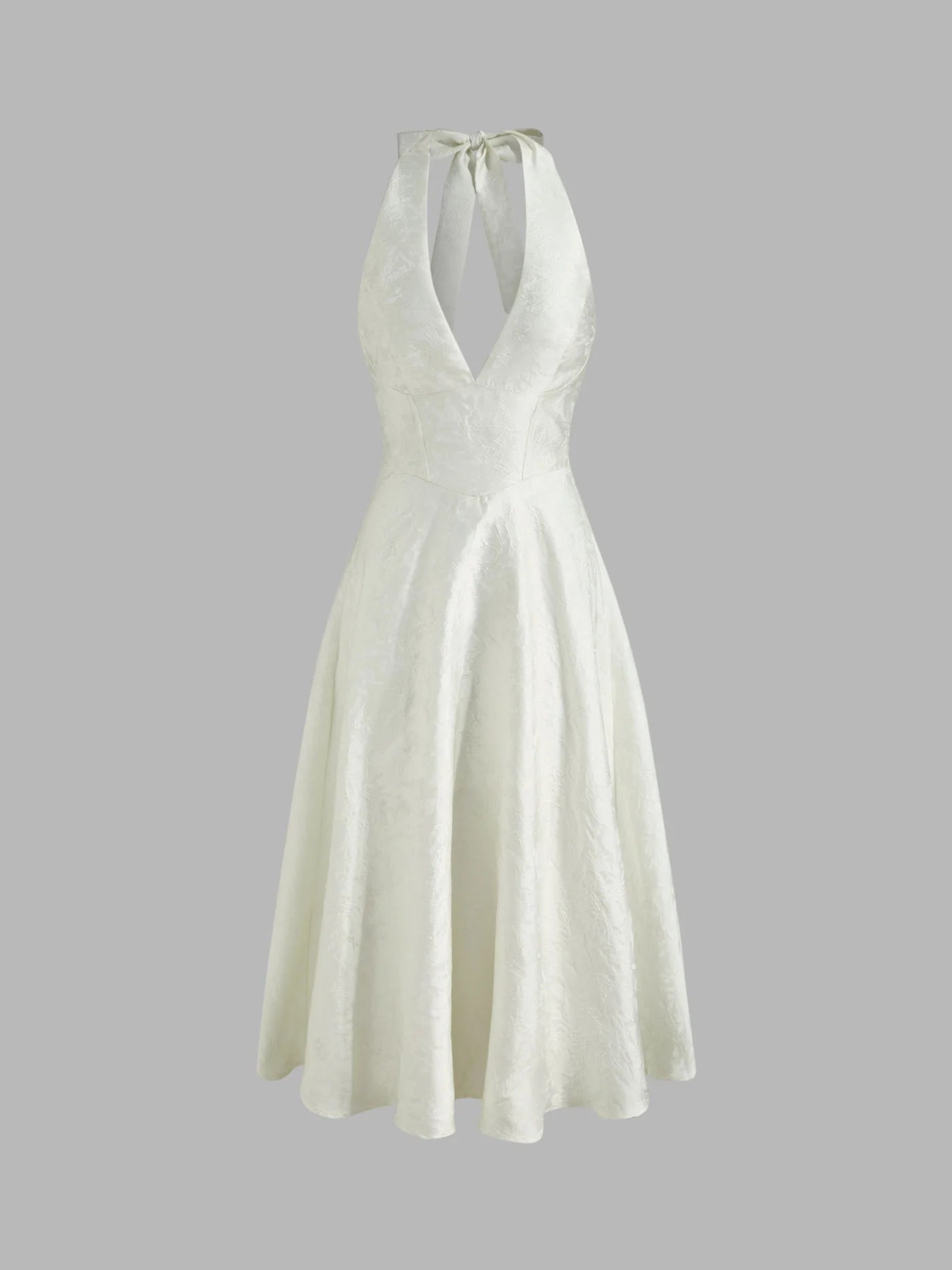 Vestido de Encaje con Escote Halter de Jacquard