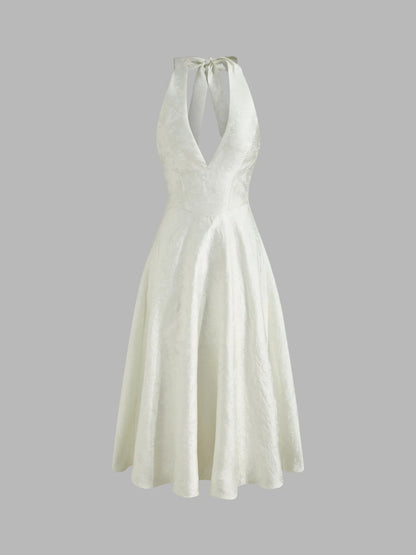 Vestido de Encaje con Escote Halter de Jacquard