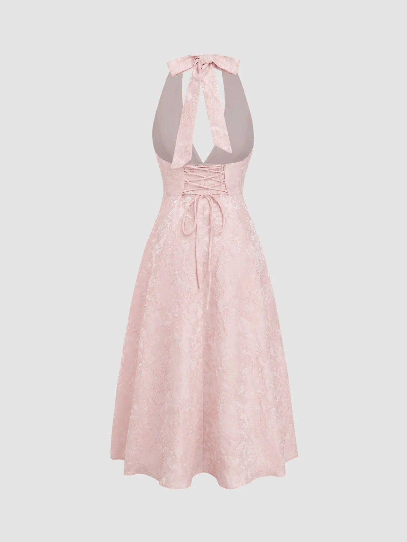 Vestido de Encaje con Escote Halter de Jacquard