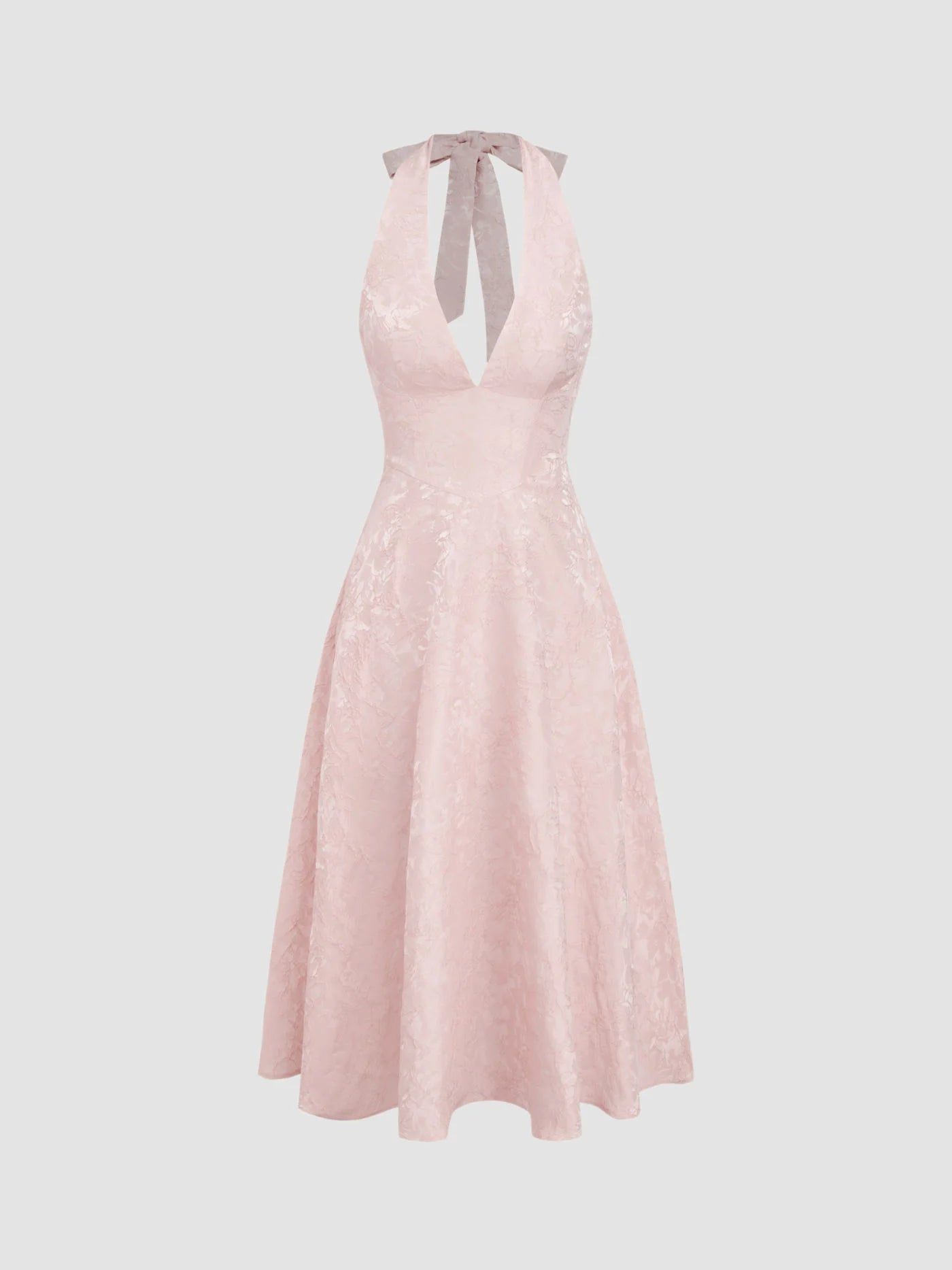 Vestido de Encaje con Escote Halter de Jacquard