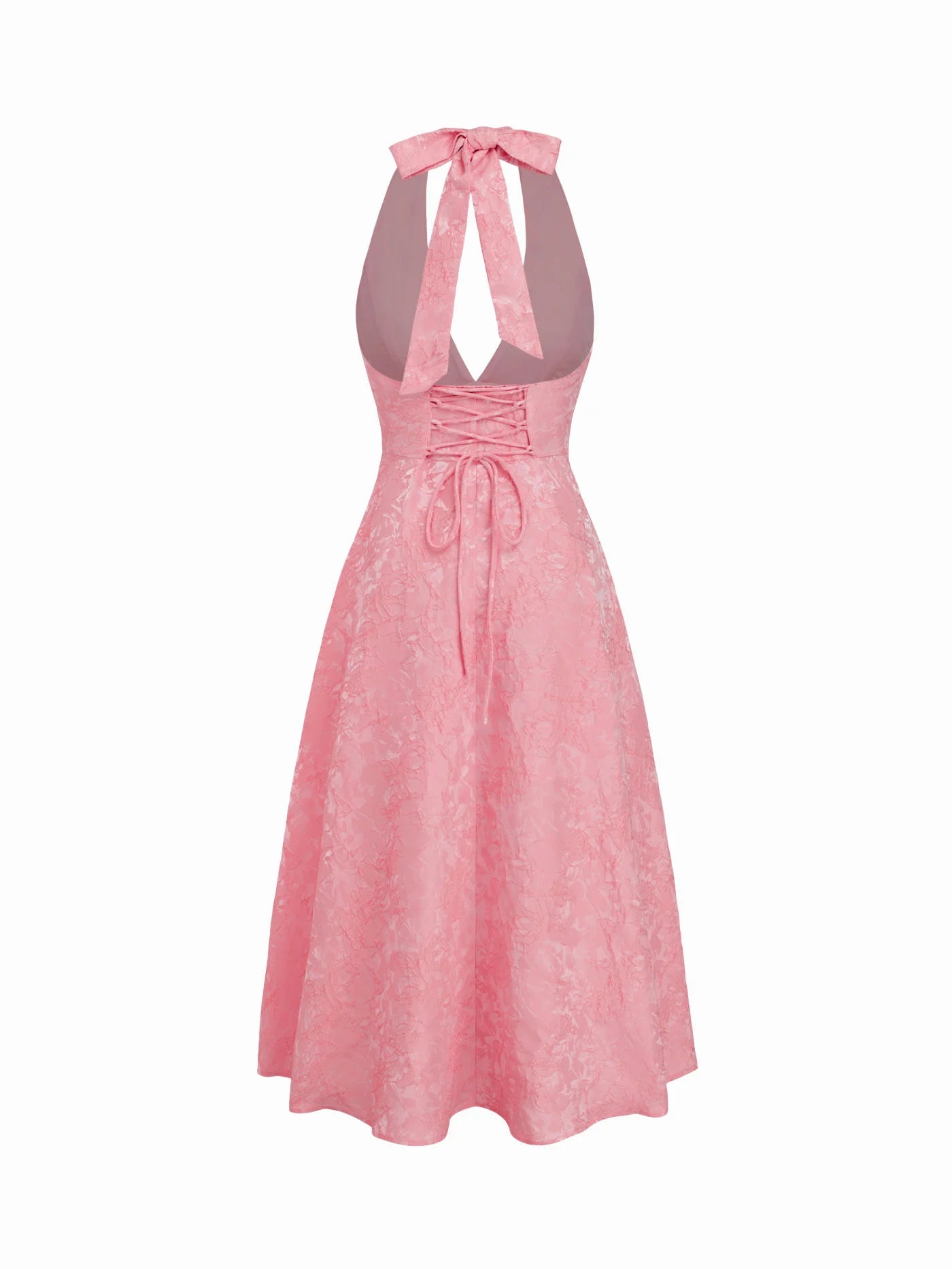 Vestido de Encaje con Escote Halter de Jacquard