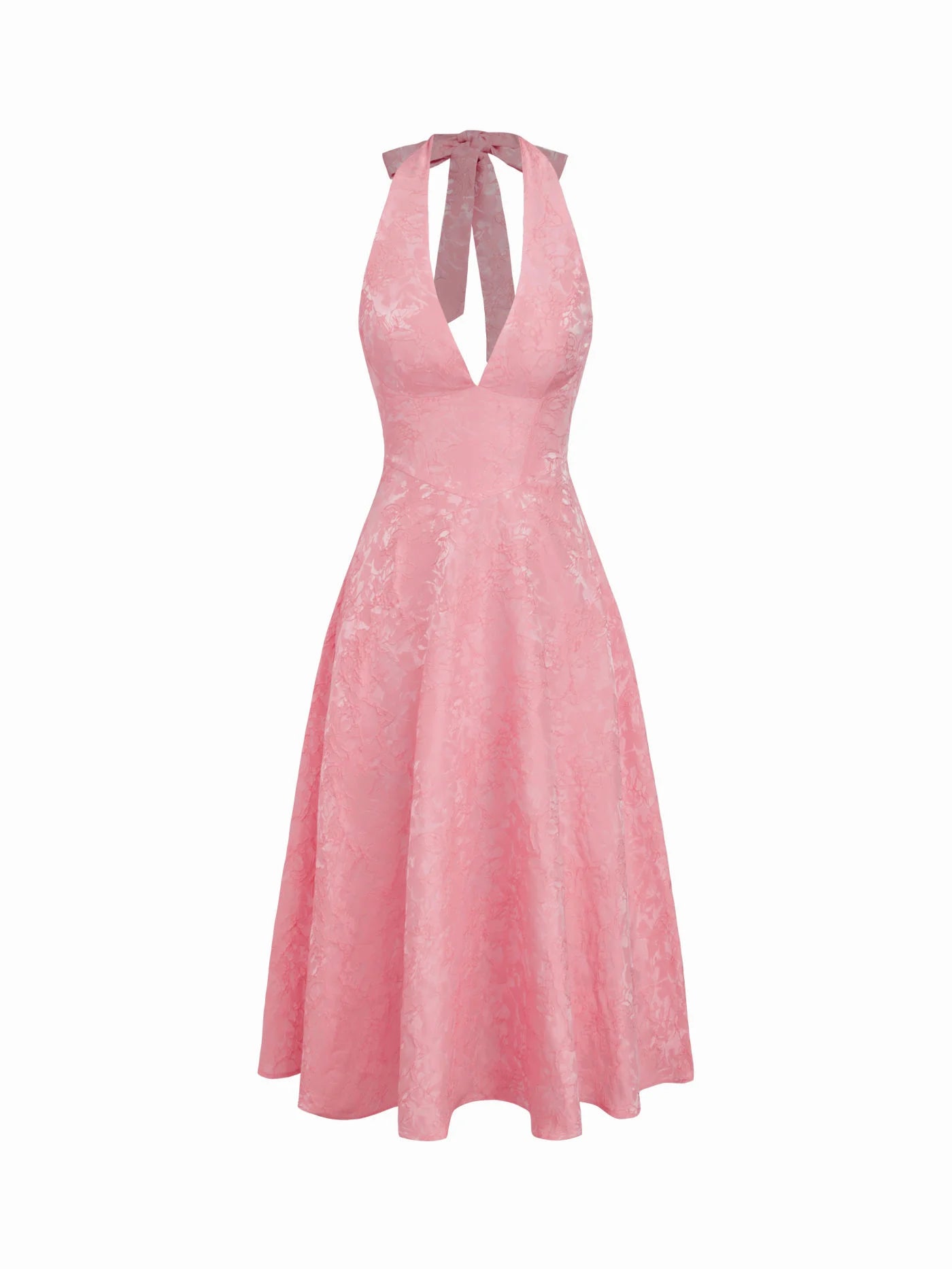 Vestido de Encaje con Escote Halter de Jacquard
