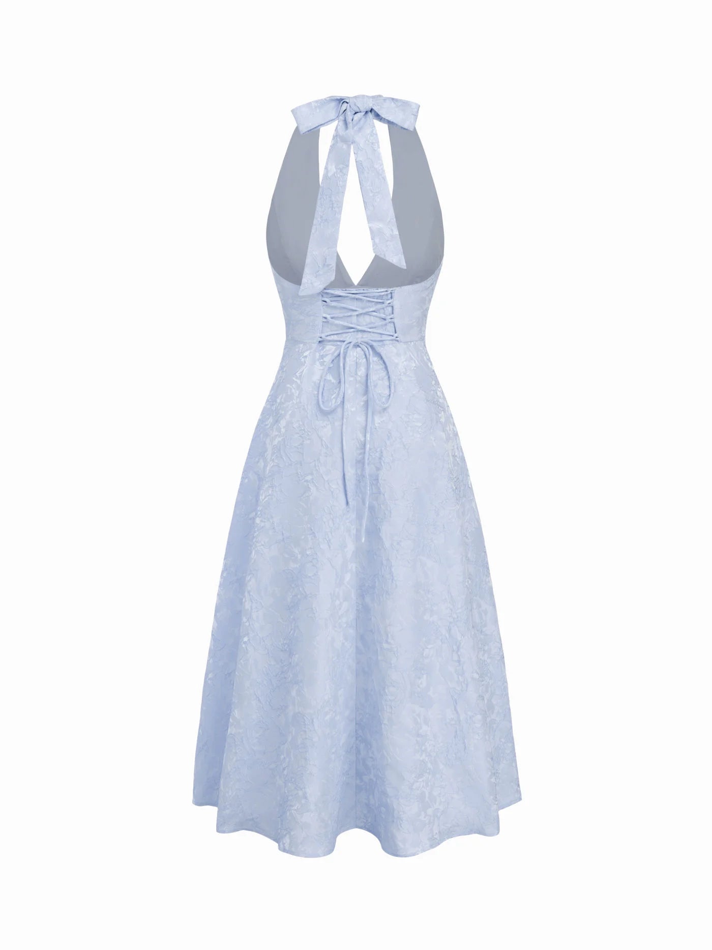 Vestido de Encaje con Escote Halter de Jacquard