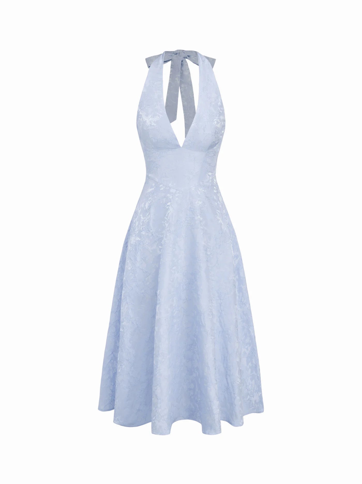 Vestido de Encaje con Escote Halter de Jacquard