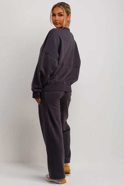 AVRA | Sudadera Bomber con Pantalones de Chándal Color Carbón